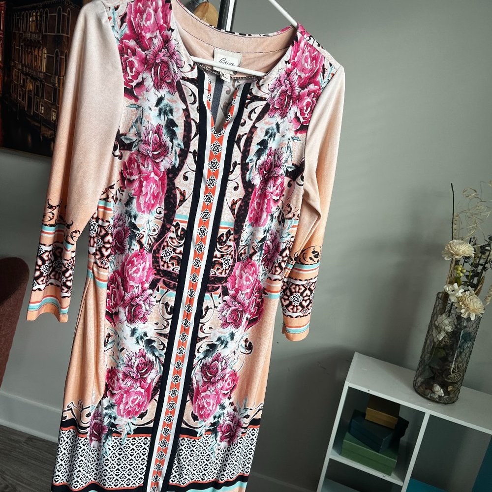 Printed multi-colored business casual dress